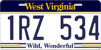 WV license plate 1RZ534