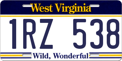 WV license plate 1RZ538
