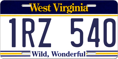 WV license plate 1RZ540