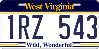 WV license plate 1RZ543