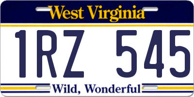 WV license plate 1RZ545