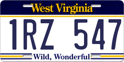 WV license plate 1RZ547