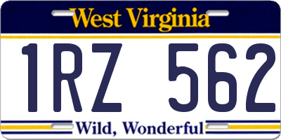 WV license plate 1RZ562