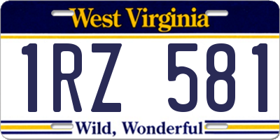 WV license plate 1RZ581