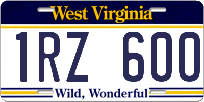 WV license plate 1RZ600