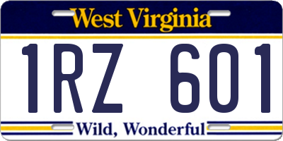 WV license plate 1RZ601