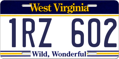 WV license plate 1RZ602