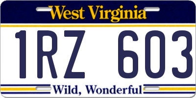 WV license plate 1RZ603