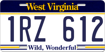WV license plate 1RZ612