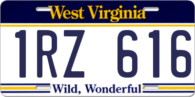 WV license plate 1RZ616
