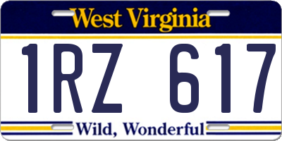 WV license plate 1RZ617