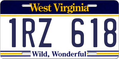 WV license plate 1RZ618