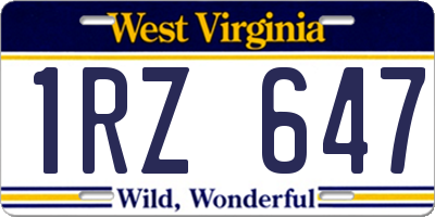 WV license plate 1RZ647