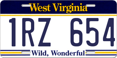 WV license plate 1RZ654