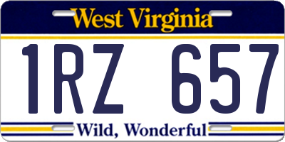 WV license plate 1RZ657