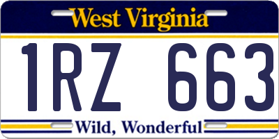 WV license plate 1RZ663