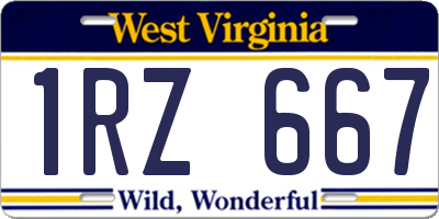 WV license plate 1RZ667