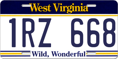 WV license plate 1RZ668