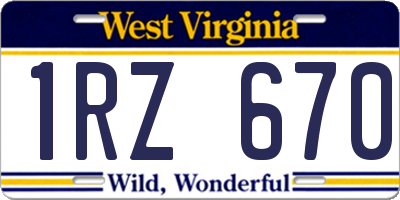 WV license plate 1RZ670