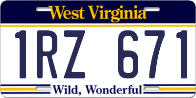 WV license plate 1RZ671