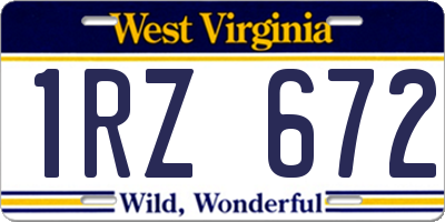 WV license plate 1RZ672