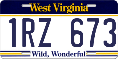 WV license plate 1RZ673
