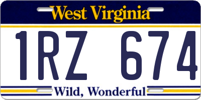 WV license plate 1RZ674