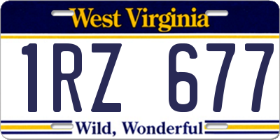 WV license plate 1RZ677