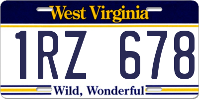 WV license plate 1RZ678