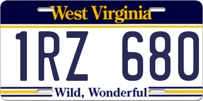 WV license plate 1RZ680