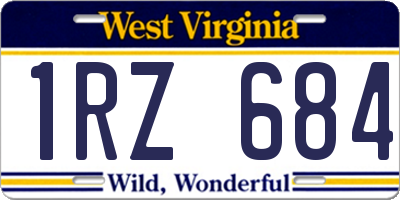 WV license plate 1RZ684