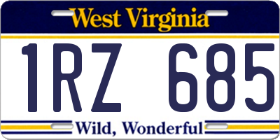 WV license plate 1RZ685