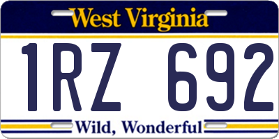 WV license plate 1RZ692