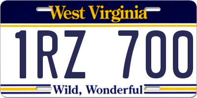 WV license plate 1RZ700