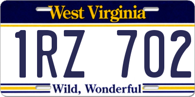 WV license plate 1RZ702
