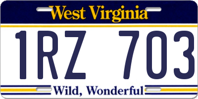 WV license plate 1RZ703