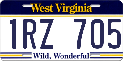 WV license plate 1RZ705