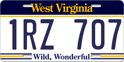 WV license plate 1RZ707