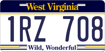 WV license plate 1RZ708