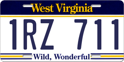 WV license plate 1RZ711