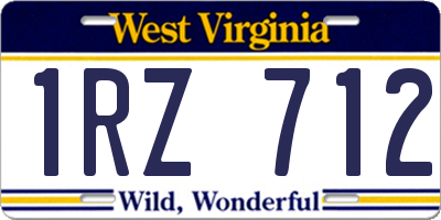 WV license plate 1RZ712