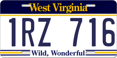 WV license plate 1RZ716