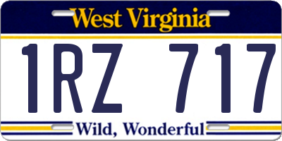 WV license plate 1RZ717