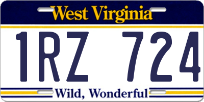 WV license plate 1RZ724