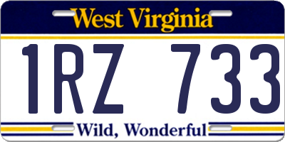 WV license plate 1RZ733