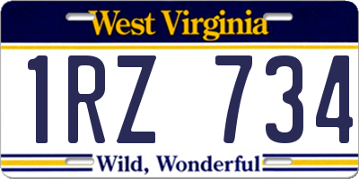 WV license plate 1RZ734