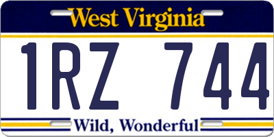 WV license plate 1RZ744