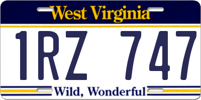 WV license plate 1RZ747