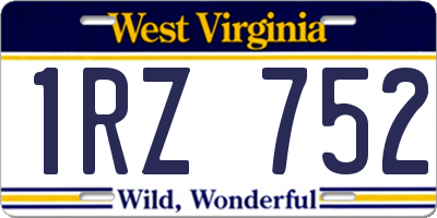 WV license plate 1RZ752