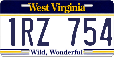 WV license plate 1RZ754